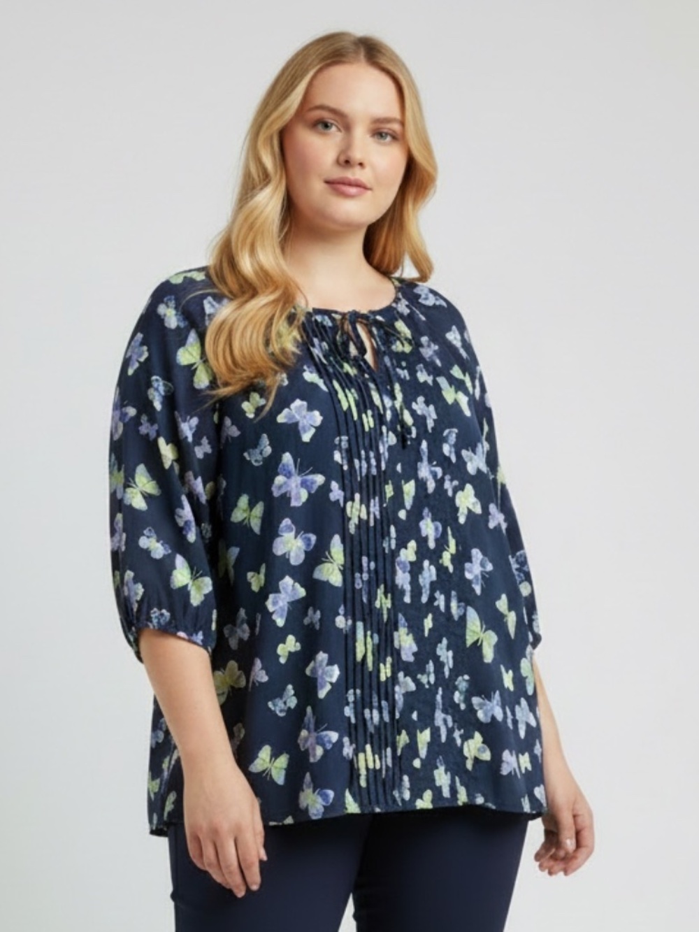Charter Club Navy Butterfly Top, Size 3x